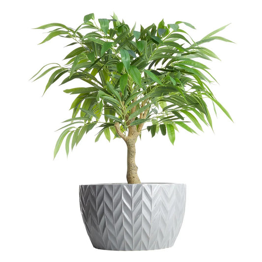 Vaso Cerâmico Cinza Chevron