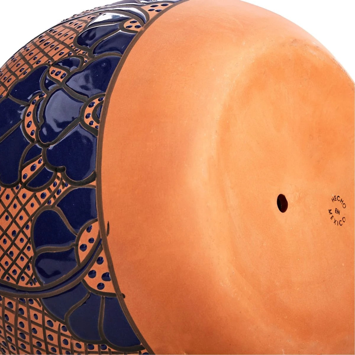 Vaso Cerâmico Pintado à Mão Cobalto e Terracota