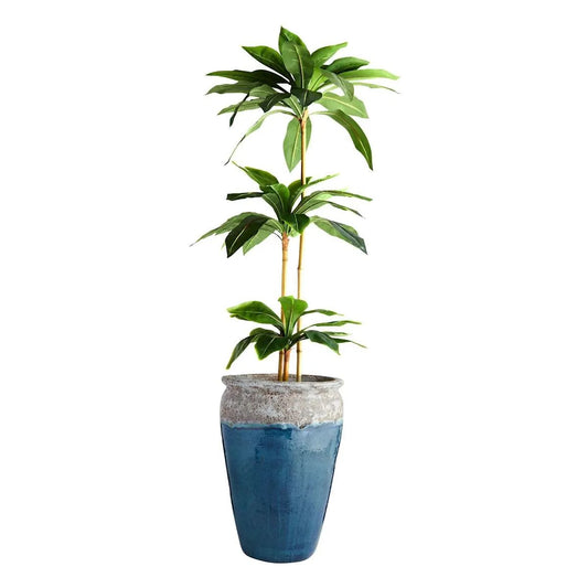 Vaso Urna Cerâmico Arcádia Azul Petróleo